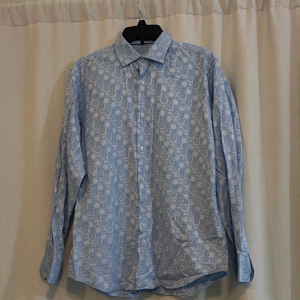 Men's Bugatchi Blue Patterned Shirt